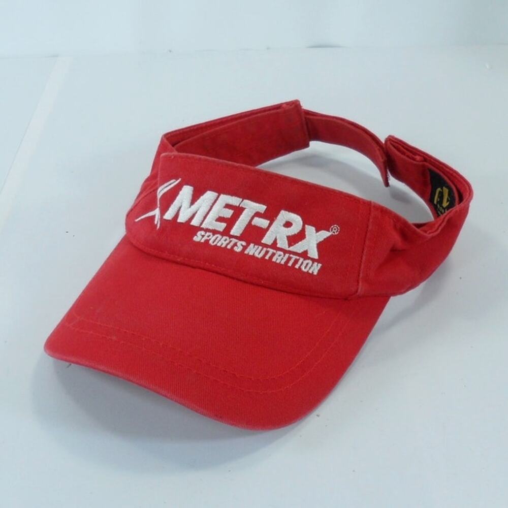 Met-RX Sports Nutrition Adjustable Strapback Sun Visor Cap Hat Red Workout